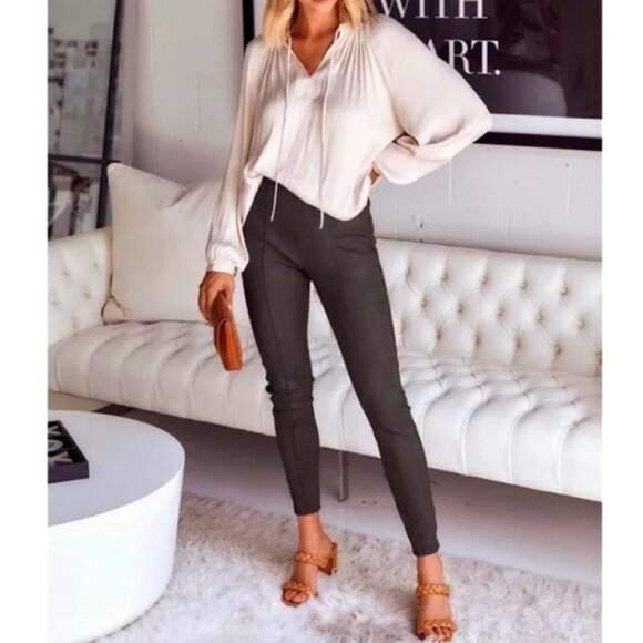 NWT Spanx Faux Suede Leggings Chocolate Brown 1X - Picture 1 of 11